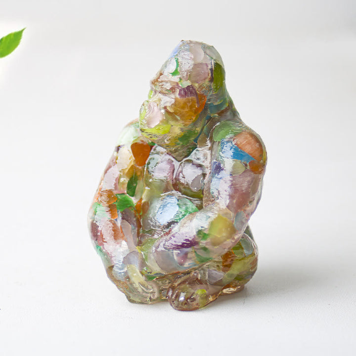 Décoration en pierre précieuse Gorilla en cristal époxy Olivenorma