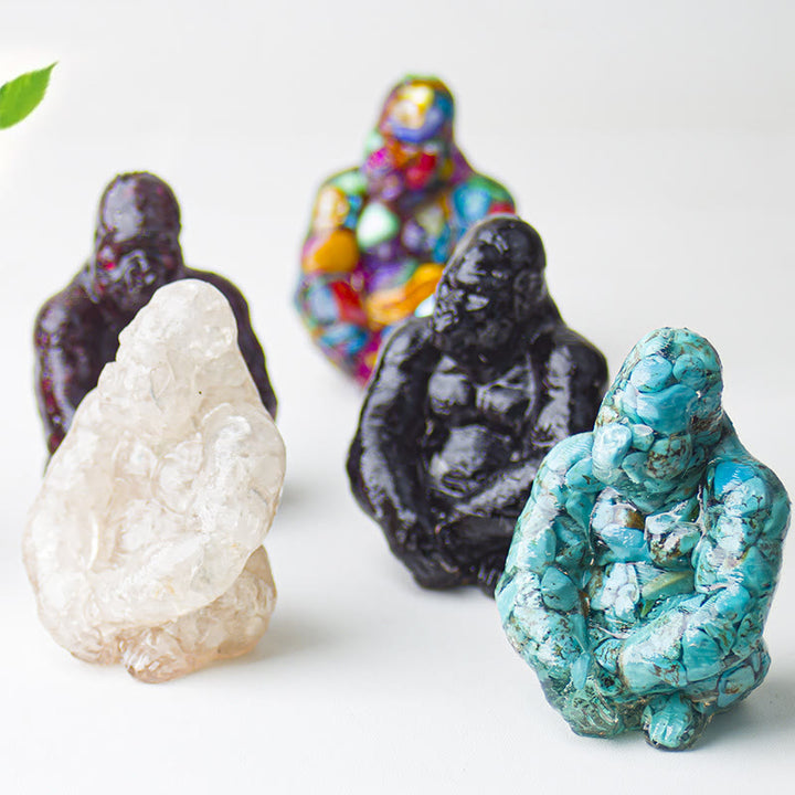 Décoration en pierre précieuse Gorilla en cristal époxy Olivenorma