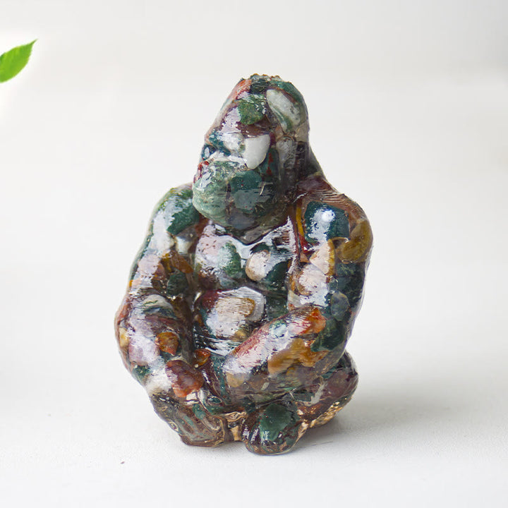 Décoration en pierre précieuse Gorilla en cristal époxy Olivenorma