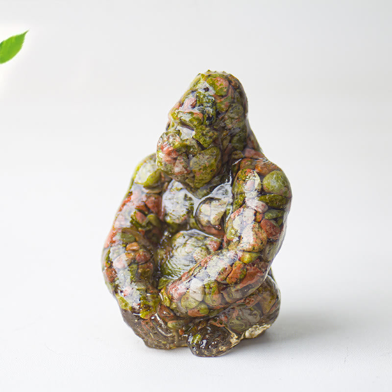 Décoration en pierre précieuse Gorilla en cristal époxy Olivenorma