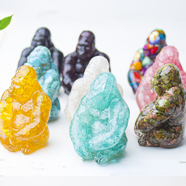 Décoration en pierre précieuse Gorilla en cristal époxy Olivenorma