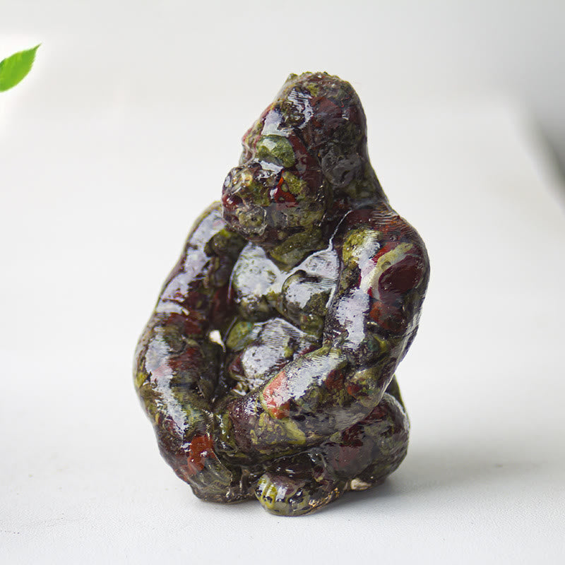 Décoration en pierre précieuse Gorilla en cristal époxy Olivenorma