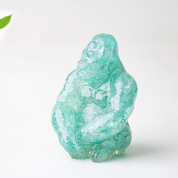 Décoration en pierre précieuse Gorilla en cristal époxy Olivenorma