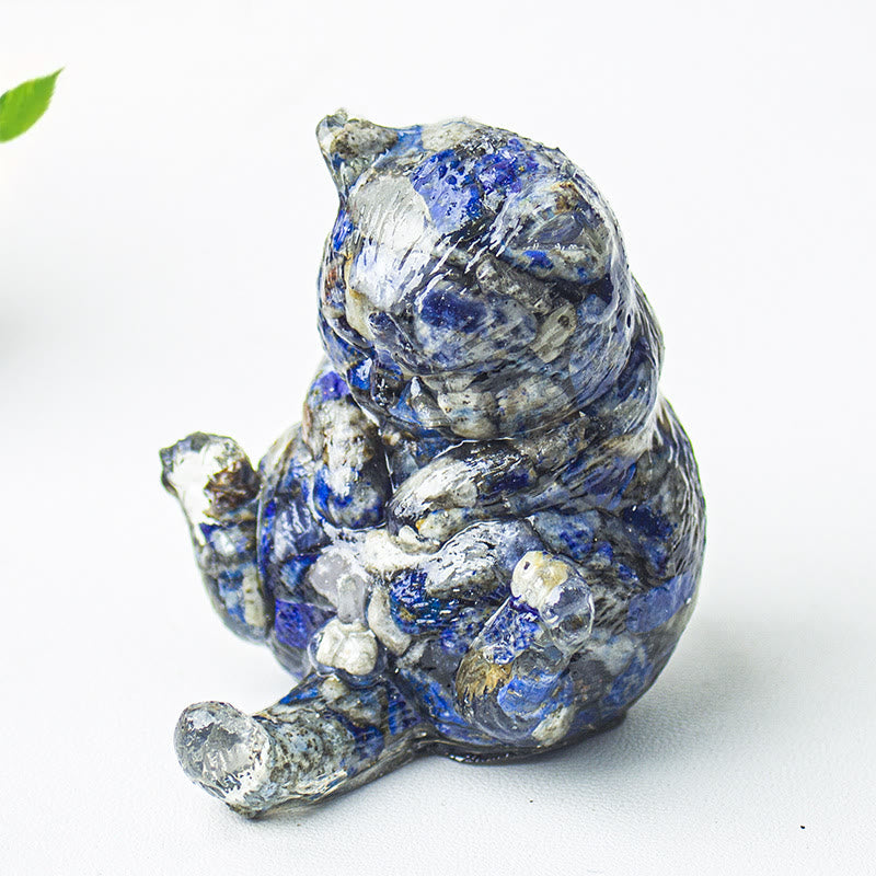 Décoration en pierre précieuse en cristal époxy Olivenorma , chat en chaleur