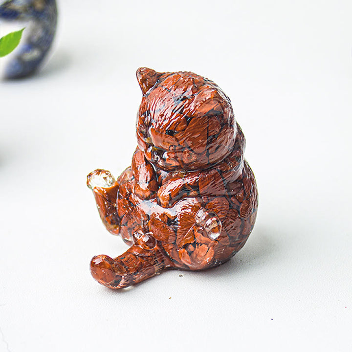 Décoration en pierre précieuse en cristal époxy Olivenorma , chat en chaleur