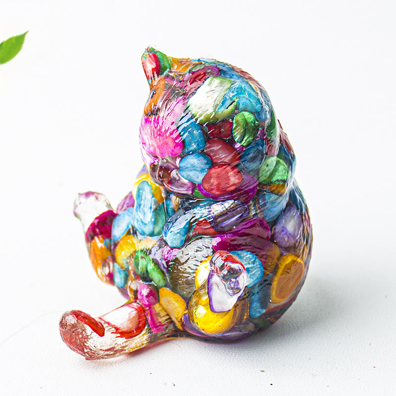 Décoration en pierre précieuse en cristal époxy Olivenorma , chat en chaleur