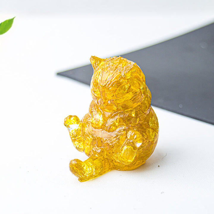 Décoration en pierre précieuse en cristal époxy Olivenorma , chat en chaleur