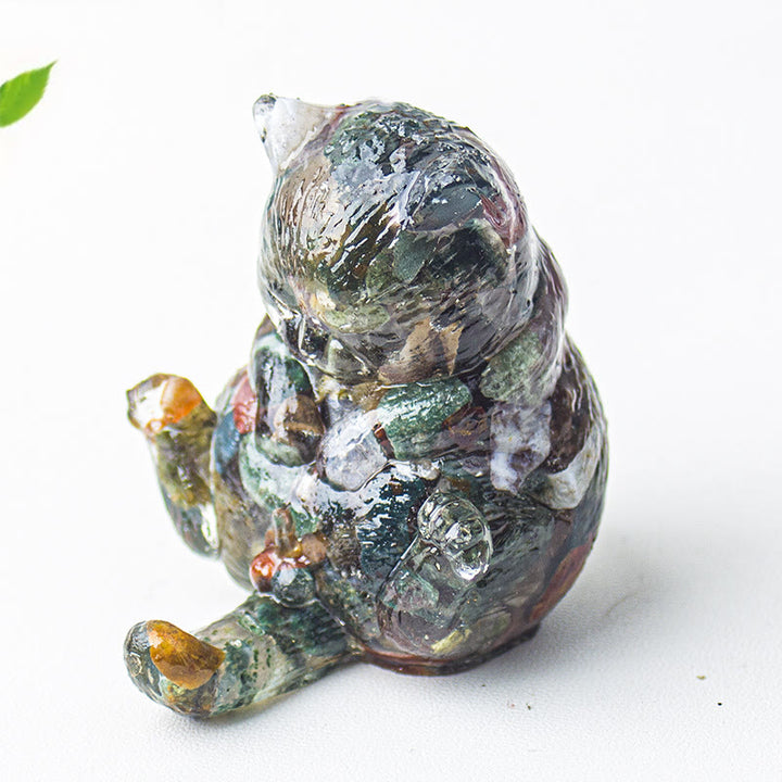 Décoration en pierre précieuse en cristal époxy Olivenorma , chat en chaleur