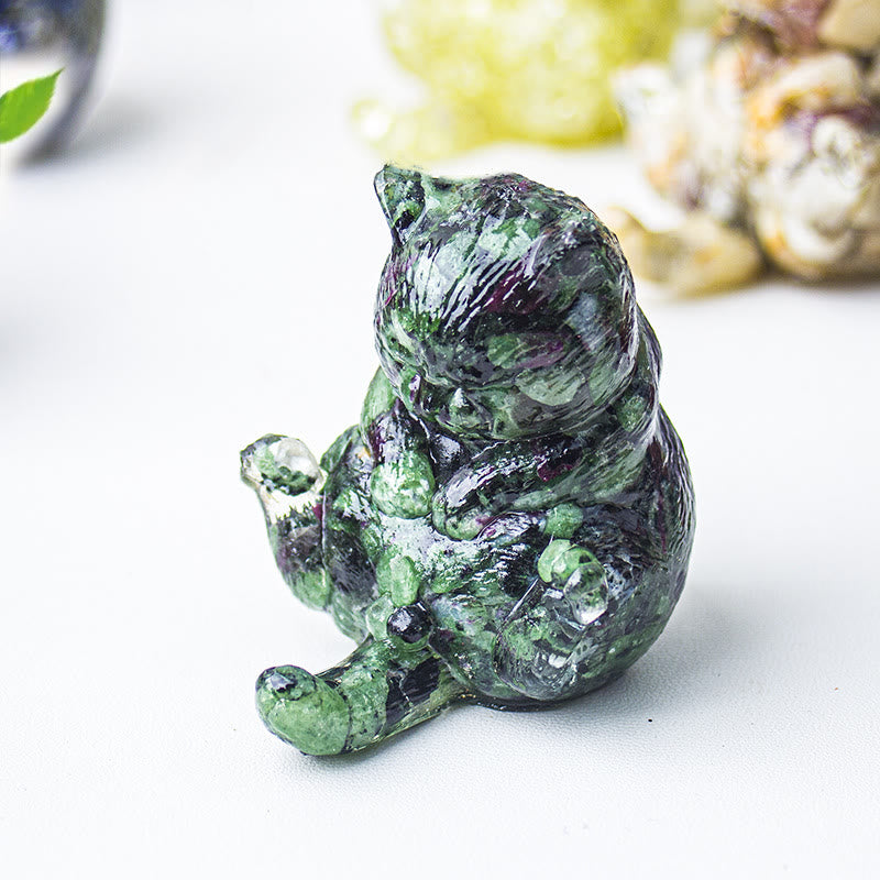 Décoration en pierre précieuse en cristal époxy Olivenorma , chat en chaleur