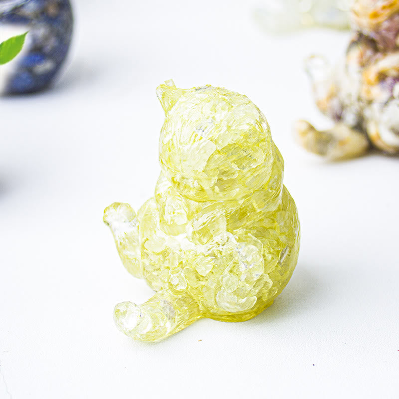 Décoration en pierre précieuse en cristal époxy Olivenorma , chat en chaleur