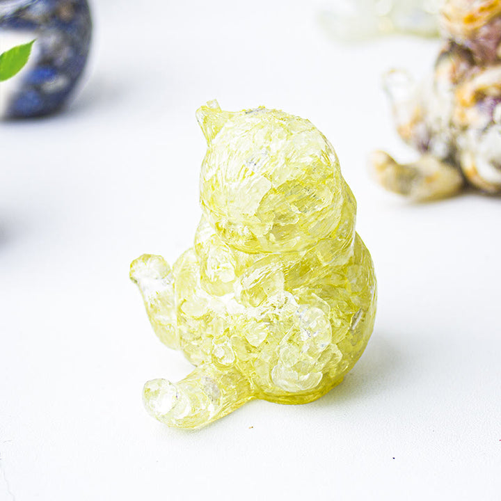 Décoration en pierre précieuse en cristal époxy Olivenorma , chat en chaleur