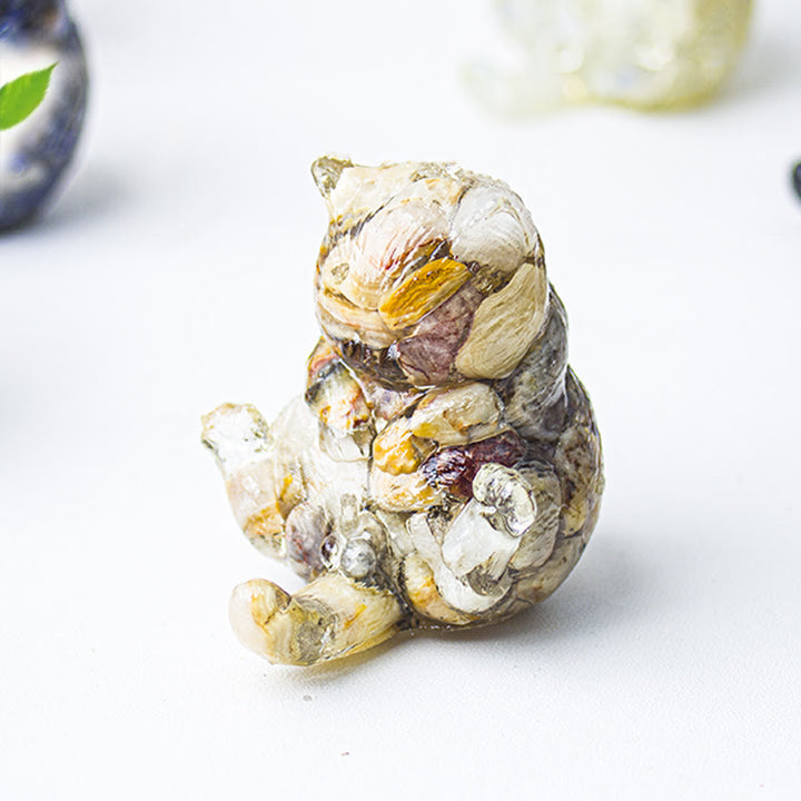 Décoration en pierre précieuse en cristal époxy Olivenorma , chat en chaleur