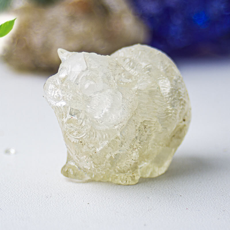 Décoration en pierre précieuse en cristal époxy Olivenorma représentant des chats combattants