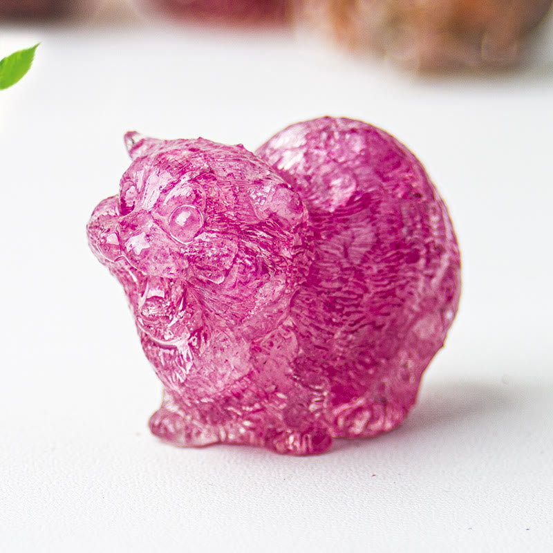 Décoration en pierre précieuse en cristal époxy Olivenorma représentant des chats combattants