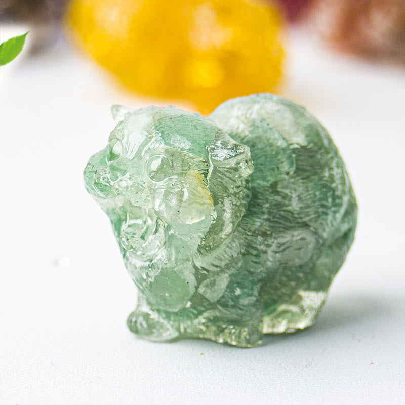 Décoration en pierre précieuse en cristal époxy Olivenorma représentant des chats combattants