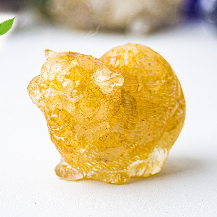 Décoration en pierre précieuse en cristal époxy Olivenorma représentant des chats combattants