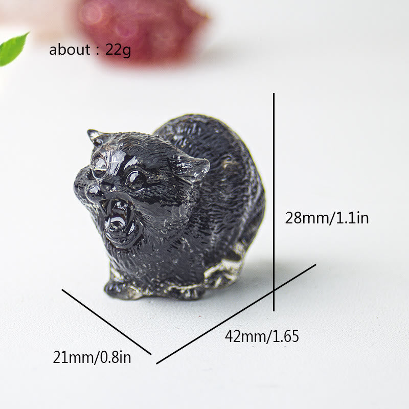 Décoration en pierre précieuse en cristal époxy Olivenorma représentant des chats combattants