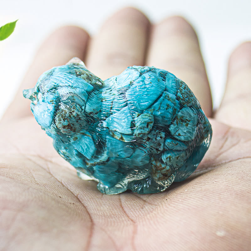 Décoration en pierre précieuse en cristal époxy Olivenorma représentant des chats combattants