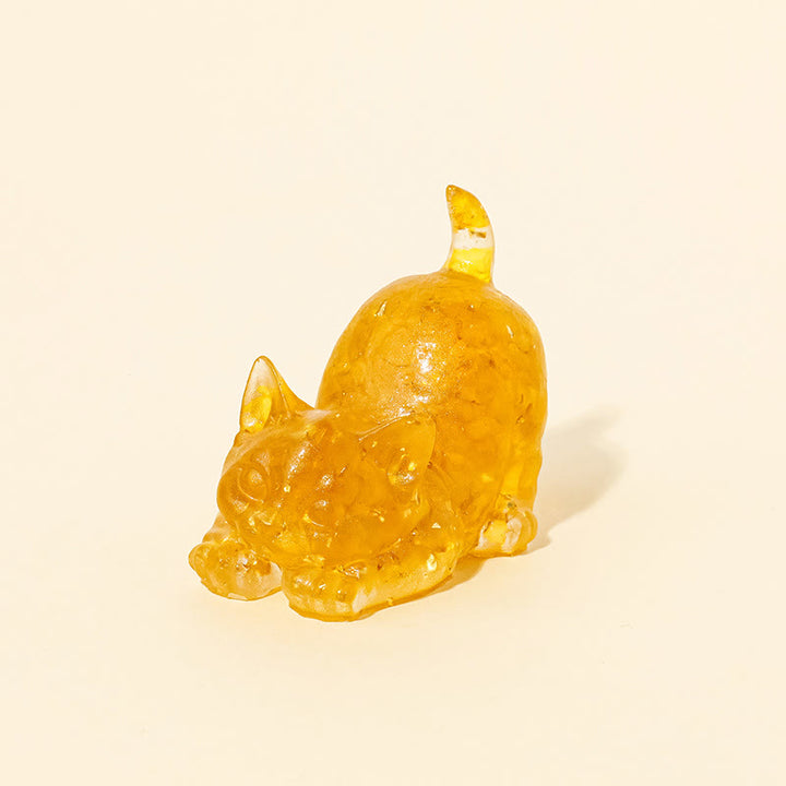 Figurine de chaton porte-bonheur en cristal Olivenorma, décoration en pierre précieuse - Citrine - Pose 2 - image 15