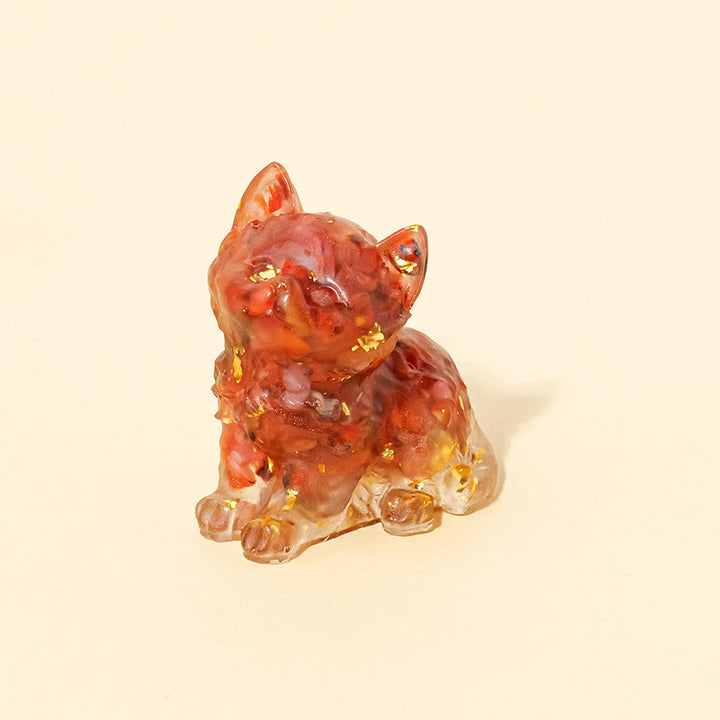 Figurine de chaton porte-bonheur en cristal Olivenorma, décoration en pierre précieuse - Agate rouge - Pose 1 - image 23