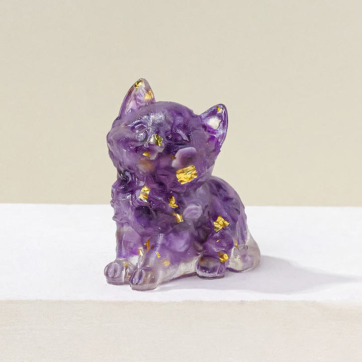 Figurine de chaton porte-bonheur en cristal Olivenorma, décoration en pierre précieuse - Améthyste - Pose 1 - image 11