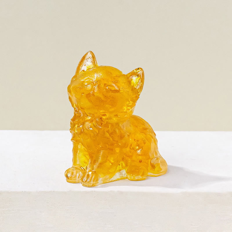 Figurine de chaton porte-bonheur en cristal Olivenorma, décoration en pierre précieuse - Citrine - Pose 1 - image 14