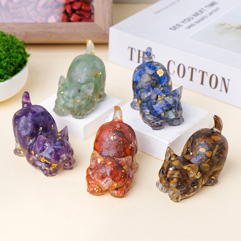 Figurine de chaton porte-bonheur en cristal Olivenorma, décoration en pierre précieuse - image 3