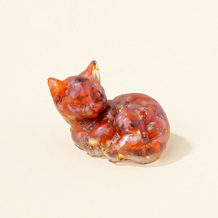 Figurine de chaton porte-bonheur en cristal Olivenorma, décoration en pierre précieuse - Agate rouge - Pose 4 - image 26
