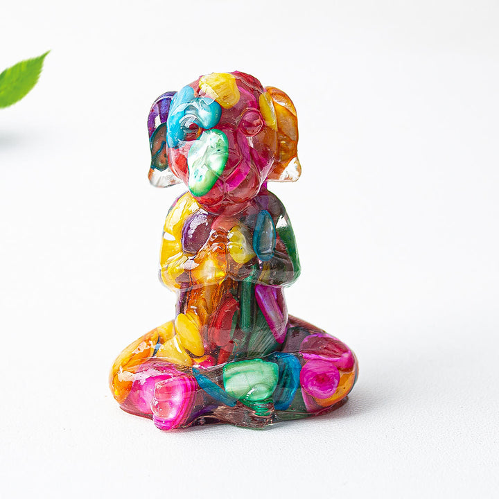 Décoration en pierre précieuse pour chien de méditation zen en cristal époxy Olivenorma