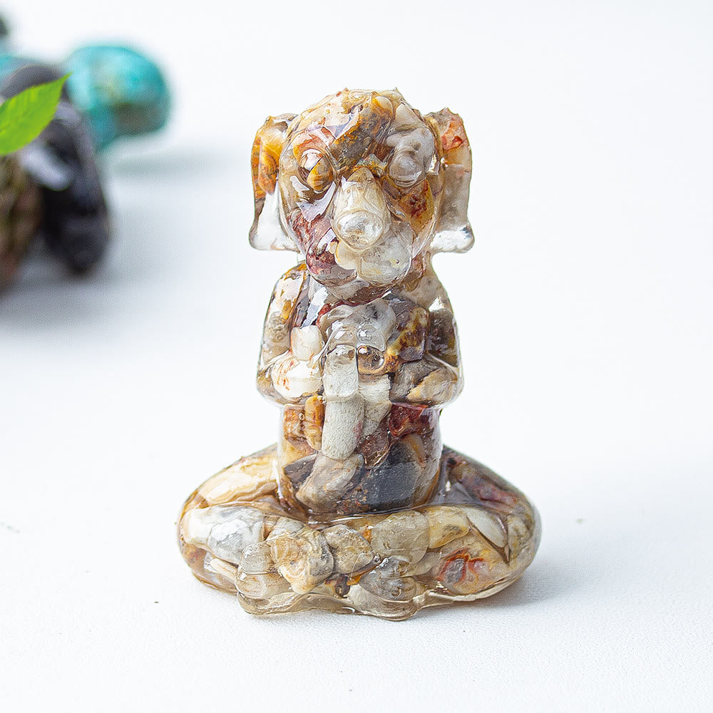 Décoration en pierre précieuse pour chien de méditation zen en cristal époxy Olivenorma