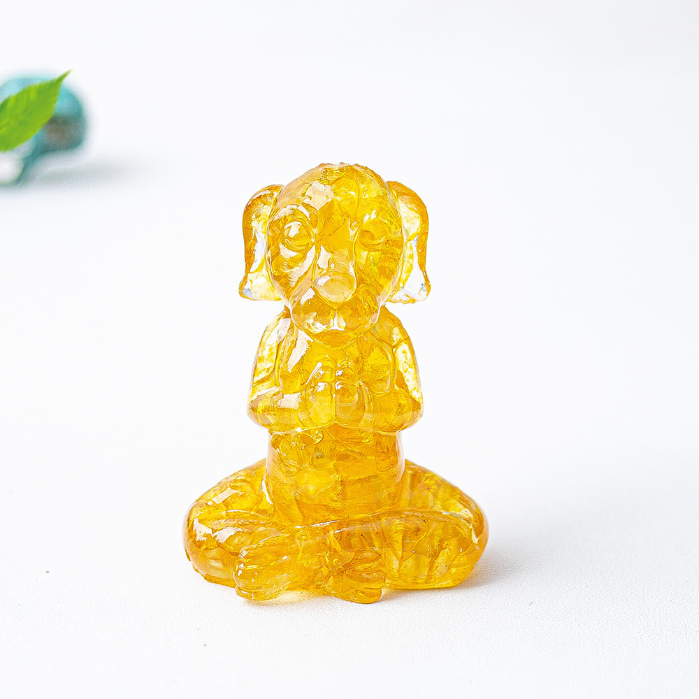 Décoration en pierre précieuse pour chien de méditation zen en cristal époxy Olivenorma