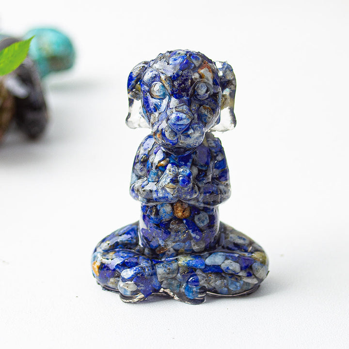 Décoration en pierre précieuse pour chien de méditation zen en cristal époxy Olivenorma
