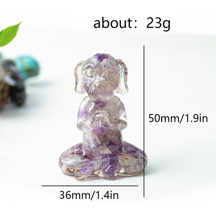 Décoration en pierre précieuse pour chien de méditation zen en cristal époxy Olivenorma