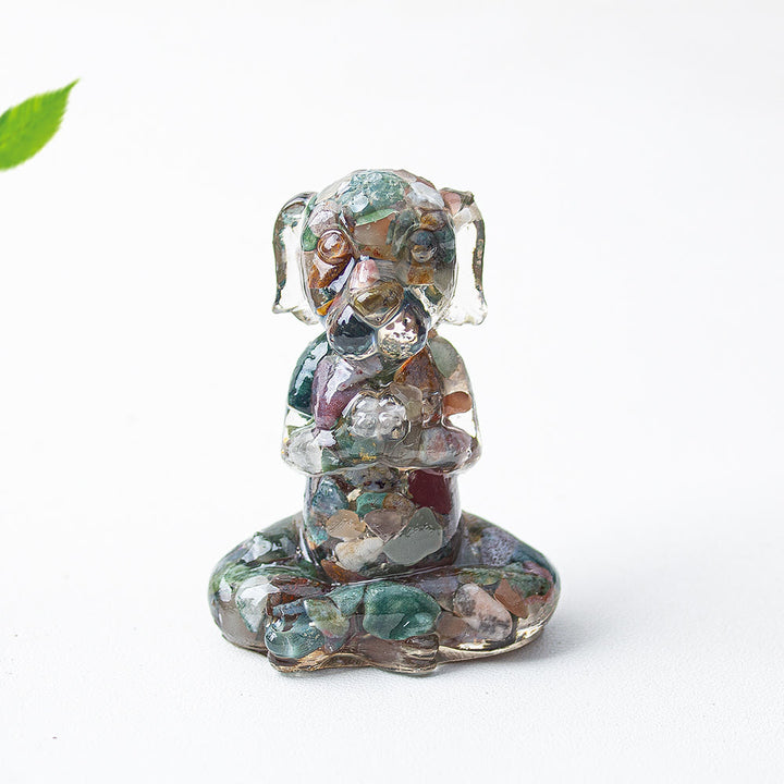 Décoration en pierre précieuse pour chien de méditation zen en cristal époxy Olivenorma