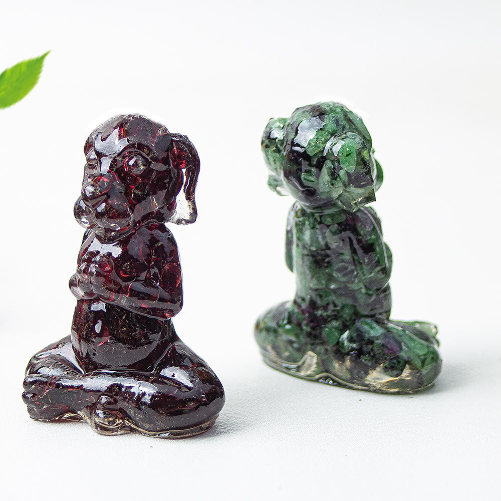 Décoration en pierre précieuse pour chien de méditation zen en cristal époxy Olivenorma