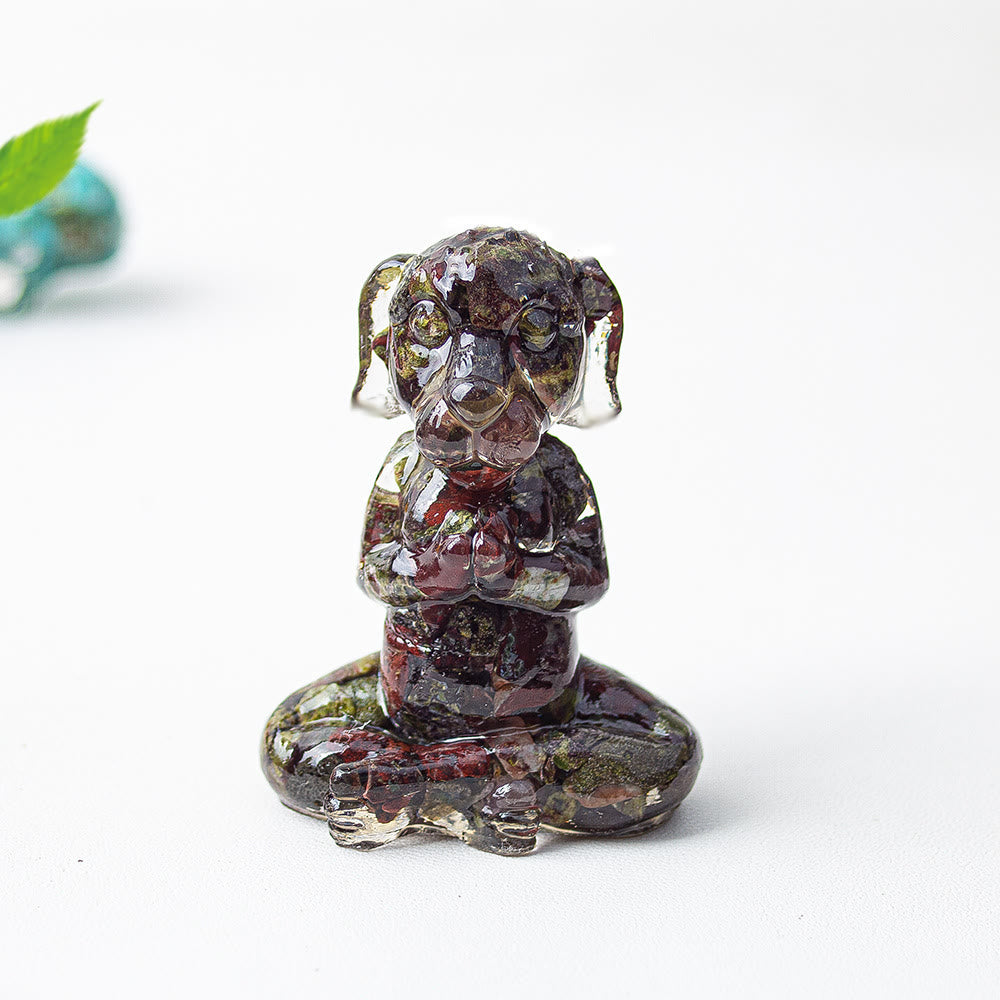 Décoration en pierre précieuse pour chien de méditation zen en cristal époxy Olivenorma