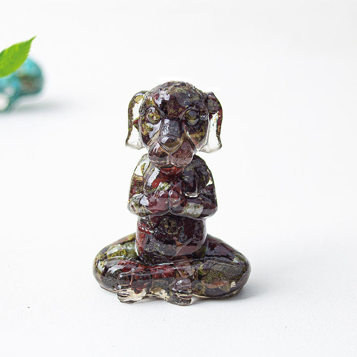 Décoration en pierre précieuse pour chien de méditation zen en cristal époxy Olivenorma
