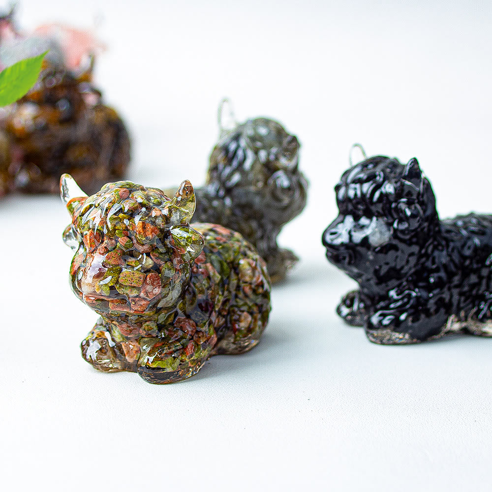 Décoration en pierre précieuse en cristal époxy Olivenorma représentant un bétail des Highlands