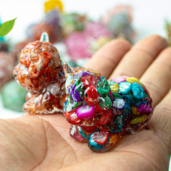 Décoration en pierre précieuse en cristal époxy Olivenorma représentant un bétail des Highlands