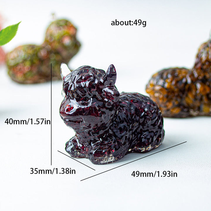 Décoration en pierre précieuse en cristal époxy Olivenorma représentant un bétail des Highlands