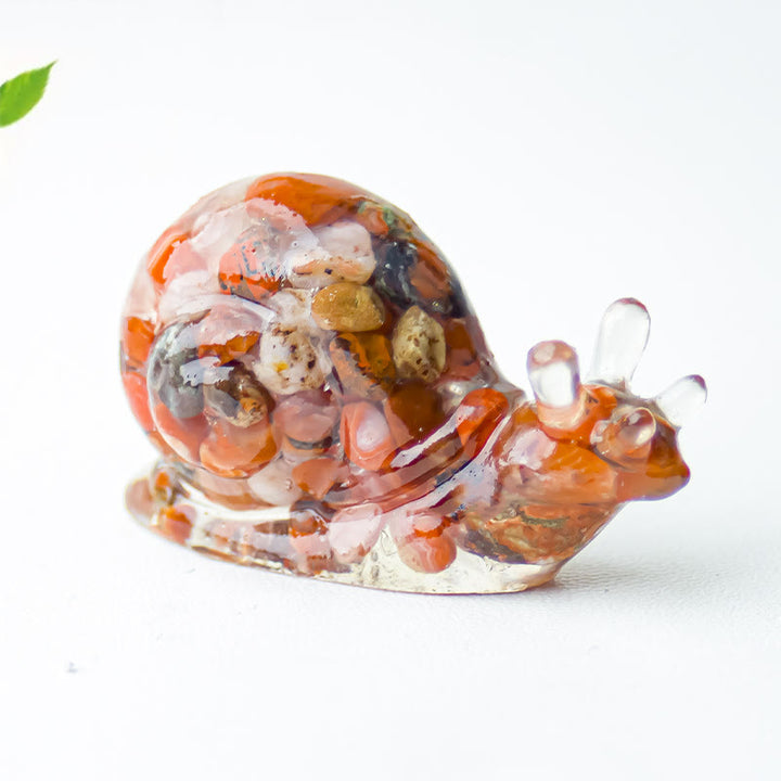 Décoration en pierre précieuse d'escargot en cristal époxy Olivenorma