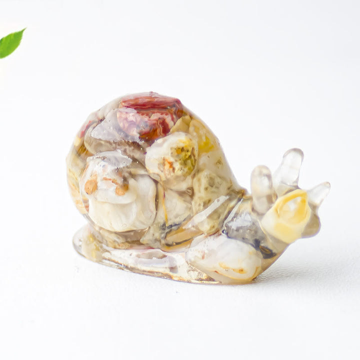 Décoration en pierre précieuse d'escargot en cristal époxy Olivenorma