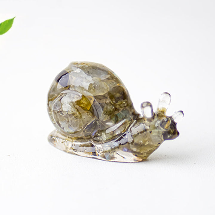 Décoration en pierre précieuse d'escargot en cristal époxy Olivenorma