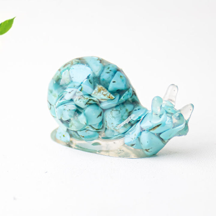 Décoration en pierre précieuse d'escargot en cristal époxy Olivenorma