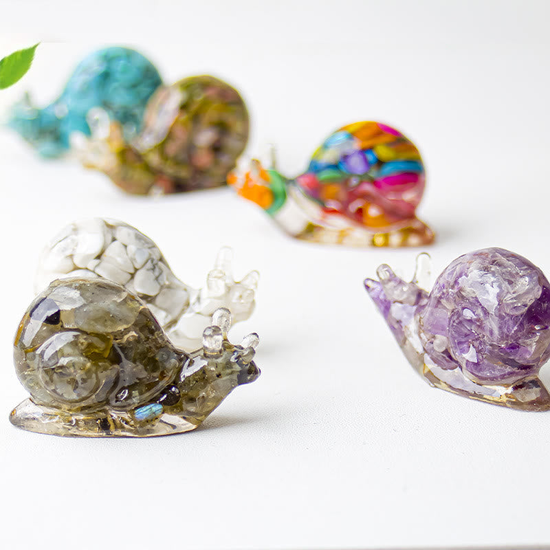 Décoration en pierre précieuse d'escargot en cristal époxy Olivenorma