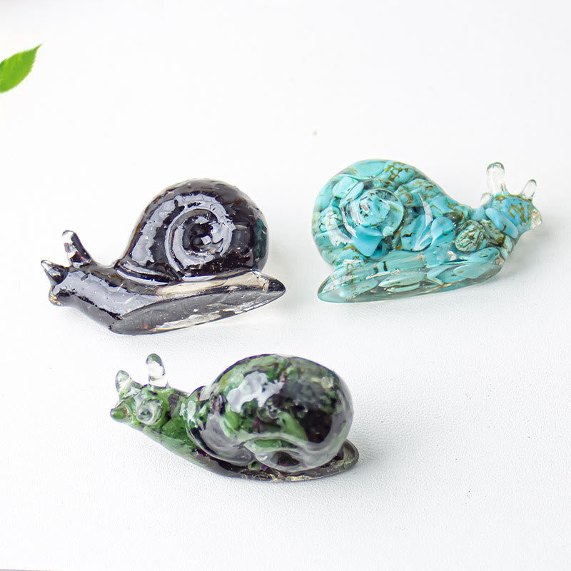 Décoration en pierre précieuse d'escargot en cristal époxy Olivenorma