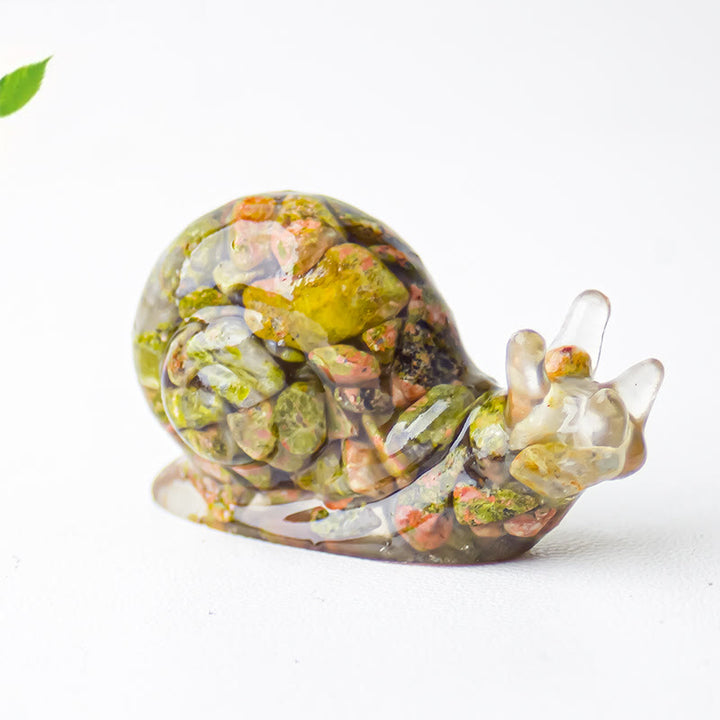 Décoration en pierre précieuse d'escargot en cristal époxy Olivenorma