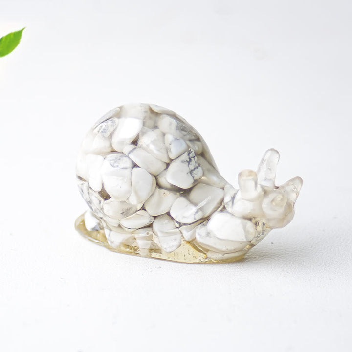 Décoration en pierre précieuse d'escargot en cristal époxy Olivenorma