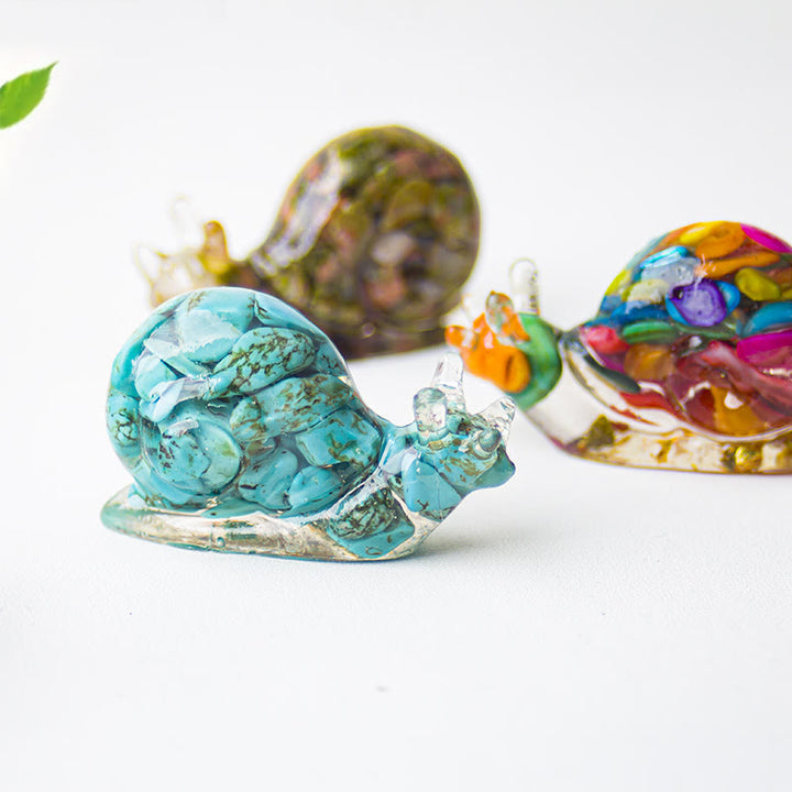 Décoration en pierre précieuse d'escargot en cristal époxy Olivenorma