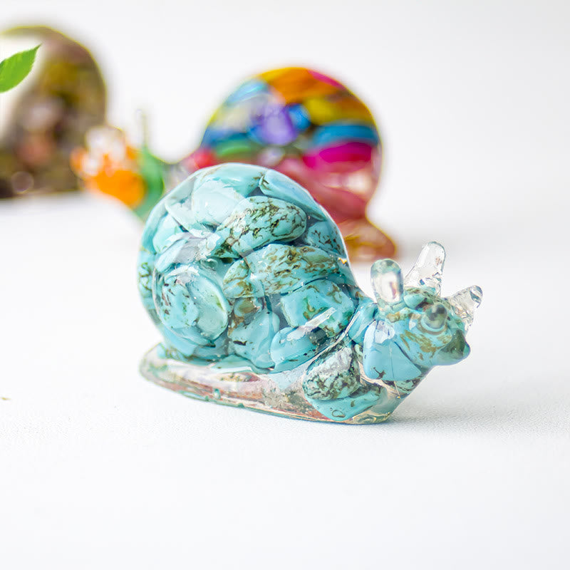 Décoration en pierre précieuse d'escargot en cristal époxy Olivenorma